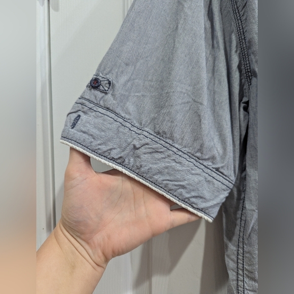 Buffalo David Bitton Short Sleeve Striped Button Down Shirt,Rolled Cuff,Size XXL - Picture 3 of 7